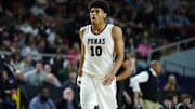 March 8, 2025; Phoenix, Ariz.; USA; Perry forward Koa Peat (10) walks back down the court during a timeout against Sunnyslope during the Boys Open State Championship at Veterans Memorial Coliseum.
