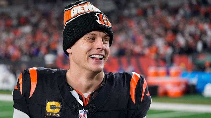 Bengals quarterback Joe Burrow celebrates a Week 17 overtime win over the Denver Broncos Bengals quarterback Joe Burrow celebrates a Week 17 overtime win over the Denver Broncos