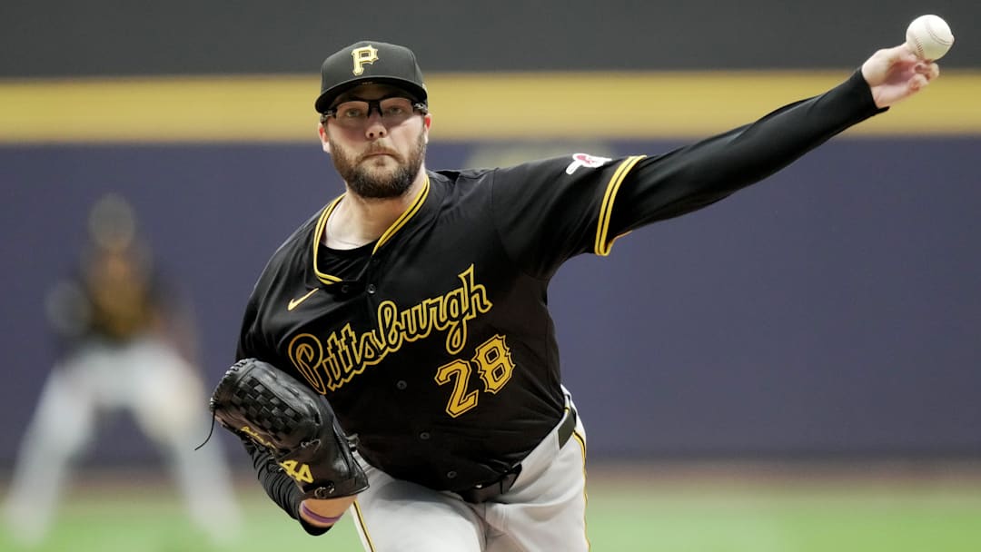 Pittsburgh Pirates pitcher Josh Fleming (28) throws during the first inning of their game against the Milwaukee Brewers Tuesday, July 9, 2024 at American Family Field in Milwaukee, Wisconsin.