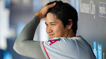Jun 18, 2023; Kansas City, Missouri, USA; Los Angeles Angels designated hitter Shohei Ohtani (17)