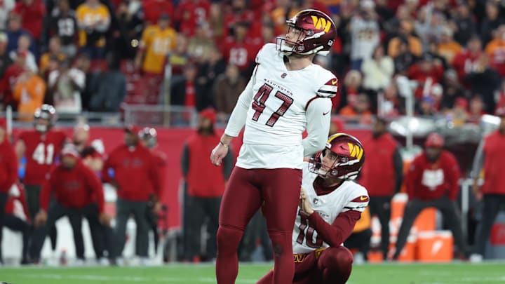 Washington Commanders place kicker Zane Gonzalez kicks the game-winning field goal Washington Commanders place kicker Zane Gonzalez kicks the game-winning field goal