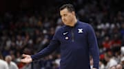Mar 19, 2025; Dayton, OH, USA; Xavier Musketeers head coach Sean Miller reacts in the first half against the Texas Longhorns at UD Arena. Mandatory Credit: Rick Osentoski-Imagn Images