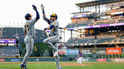 Christian Yelich conectó un descomunal batazo ante Rockies