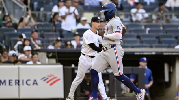 Adolis García was 7 for 11 with three runs and a two RBI in three games against the Yankees.