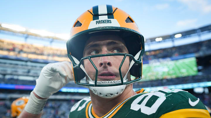 Green Bay Packers tight end John FitzPatrick (86) walks on the field after a game against the New York Giants at MetLife Stadium, Nov 16, 2025, East Rutherford, NJ, USA.