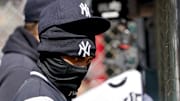 New York Yankees second baseman Pablo Reyes (19) watches from the dugout in the fourth inning against the Detroit Tigers at Comerica Park on April 8.