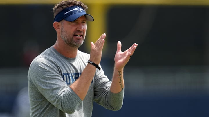 Dallas Cowboys head coach Brian Schottenheimer during training camp at the River Ridge Fields.