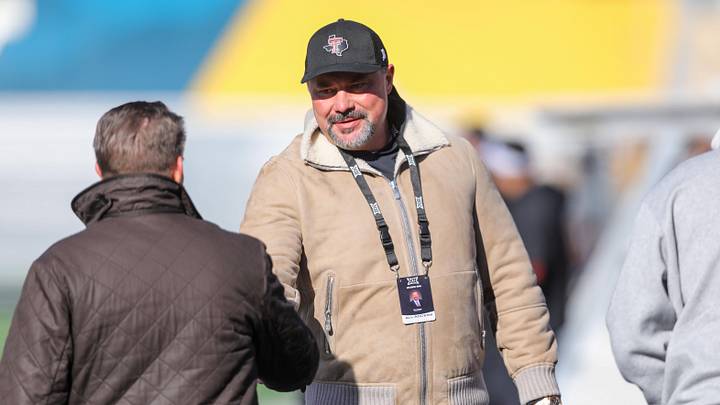 Nov 29, 2025; Morgantown, West Virginia, USA; Businessman Cody Campbell is seen along the sidelines during warmups of a game between the West Virginia Mountaineers and the Texas Tech Red Raiders at Milan Puskar Stadium. Mandatory Credit: Ben Queen-Imagn Images