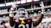 Mississippi State Running Back Davon Booth (#21) during the game between UMass and Mississippi State at Davis Wade Stadium at Scott Field in Starkville, MS.