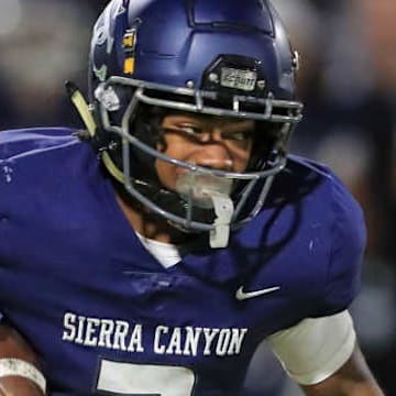 Sierra Canyon three-star junior running back Jaxsen Stokes (3) had a big opening night, running 13 times for 96 yards and three touchdowns while amassing 166 total yards in a 35-0 win against No. 13 JSerra Catholic.