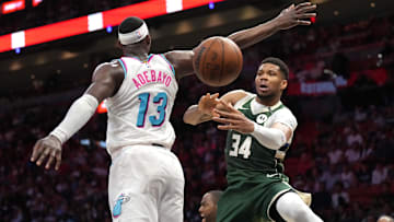 Milwaukee Bucks forward Giannis Antetokounmpo and Miami Heat forward Bam Adebayo have had plenty of battles over the years and could end up teammates or being traded for one another this offseason.