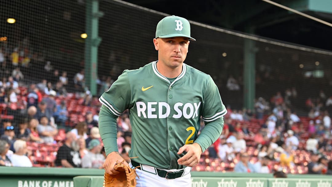 May 16, 2025; Boston, Massachusetts, USA; Boston Red Sox third baseman Alex Bregman (2) runs out of the dugout before the start of a game against the Atlanta Braves at Fenway Park. Mandatory Credit: Eric Canha-Imagn Images May 16, 2025; Boston, Massachusetts, USA; Boston Red Sox third baseman Alex Bregman (2) runs out of the dugout before the start of a game against the Atlanta Braves at Fenway Park. Mandatory Credit: Eric Canha-Imagn Images