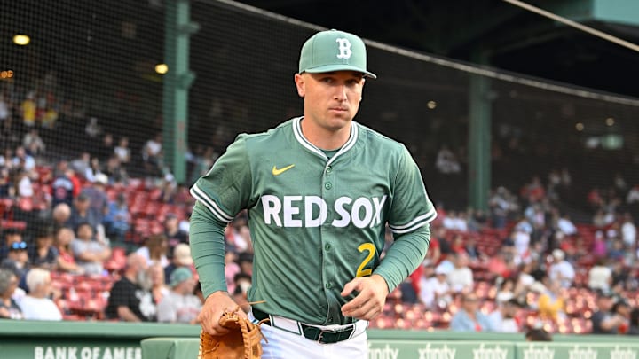 May 16, 2025; Boston, Massachusetts, USA; Boston Red Sox third baseman Alex Bregman (2) runs out of the dugout before the start of a game against the Atlanta Braves at Fenway Park. Mandatory Credit: Eric Canha-Imagn Images May 16, 2025; Boston, Massachusetts, USA; Boston Red Sox third baseman Alex Bregman (2) runs out of the dugout before the start of a game against the Atlanta Braves at Fenway Park. Mandatory Credit: Eric Canha-Imagn Images