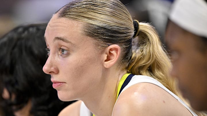 Sep 11, 2025; Arlington, Texas, USA; Dallas Wings guard Paige Bueckers (5) looks on from the team bench during the second half against the Phoenix Mercury at College Park Center. Mandatory Credit: Jerome Miron-Imagn Images Sep 11, 2025; Arlington, Texas, USA; Dallas Wings guard Paige Bueckers (5) looks on from the team bench during the second half against the Phoenix Mercury at College Park Center. Mandatory Credit: Jerome Miron-Imagn Images