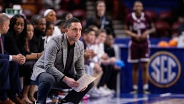Mar 6, 2025; Greenville, SC, USA; Mississippi State Bulldogs head coach Sam Purcell during the first half against the Ole Miss Rebels at Bon Secours Wellness Arena. Mandatory Credit: Scott Kinser-Imagn Images