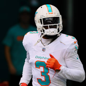 Oct 27, 2024; Miami Gardens, Florida, USA; Miami Dolphins wide receiver Odell Beckham Jr. (3) arrives for warmups before the game against the Arizona Cardinals at Hard Rock Stadium. Mandatory Credit: Sam Navarro-Imagn Images