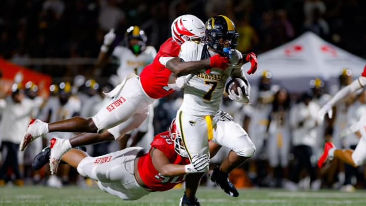 American Heritage running back Byron Louis against Milton on Friday night at St. Thomas Aquinas High School 