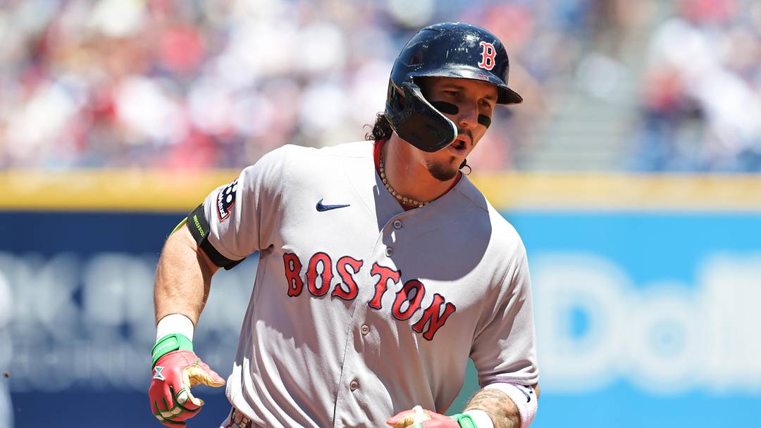 May 31, 2026; Cleveland, Ohio, USA; Boston Red Sox center fielder Jarren Duran (16) rounds the bases after hitting a home run during the first inning against the Cleveland Guardians at Progressive Field. Mandatory Credit: Ken Blaze-Imagn Images