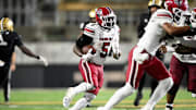 Nov 9, 2024; Nashville, Tennessee, USA;  South Carolina Gamecocks running back Raheim Sanders (5) runs the ball against the Vanderbilt Commodores during the second half at FirstBank Stadium. Mandatory Credit: Steve Roberts-Imagn Images