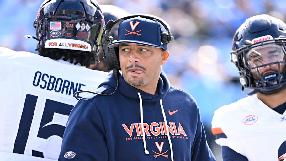 Virginia head coach Tony Elliott on the field.