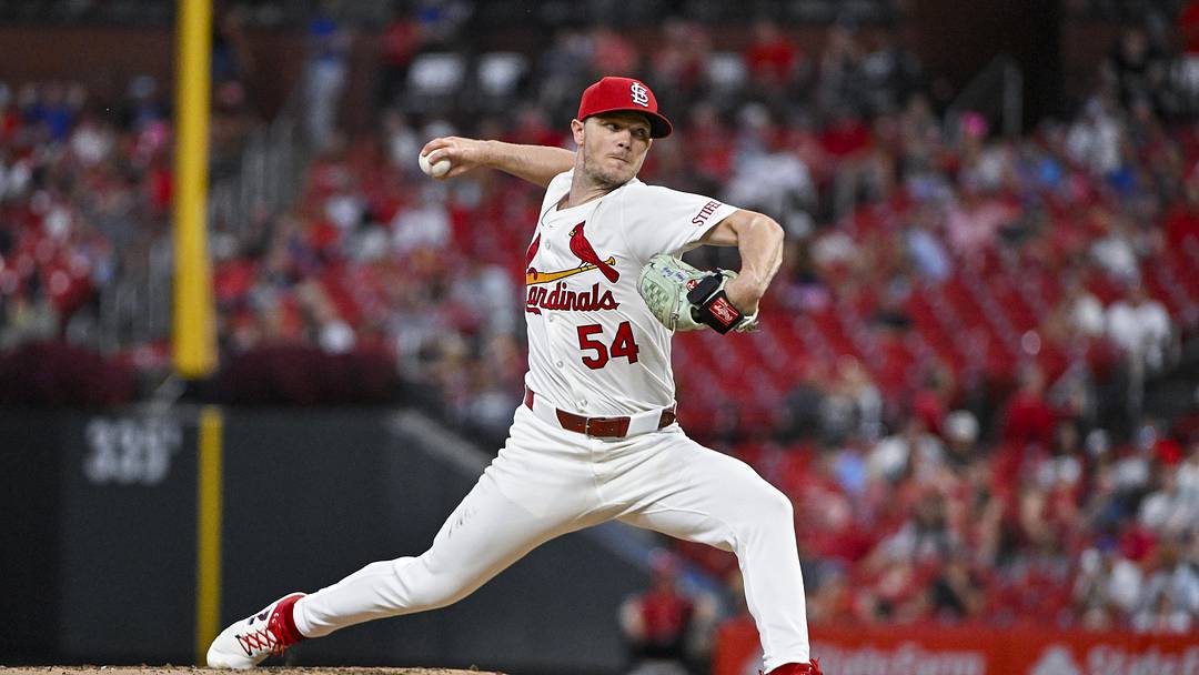 Sep 18, 2024; St. Louis, Missouri, USA; St. Louis Cardinals starting pitcher Sonny Gray (54) pitches against the Pittsburgh Pirates during the second inning at Busch Stadium.