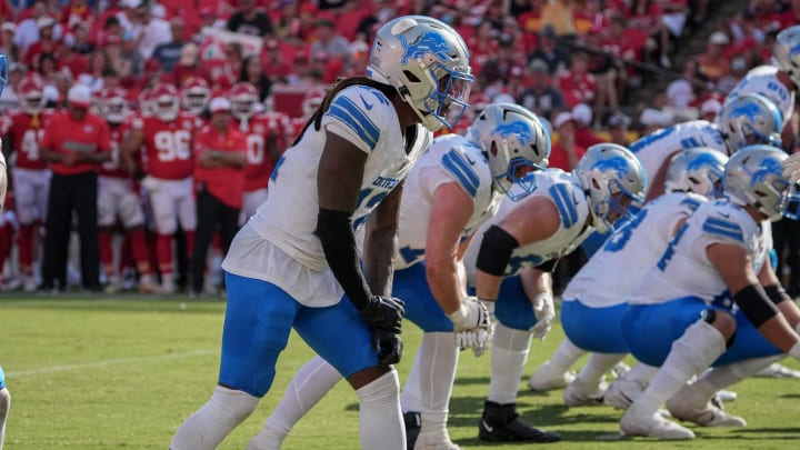 Detroit Lions wide receiver Daurice Fountain (12) at the line of scrimmage against the Kansas City Chiefs