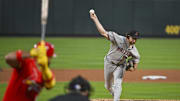 May 23, 2025; St. Louis, Missouri, USA;  Arizona Diamondbacks starting pitcher Zac Gallen (23) pitches against St. Louis Cardinals designated hitter Ivan Herrera (48) during the fourth inning at Busch Stadium. Mandatory Credit: Jeff Curry-Imagn Images