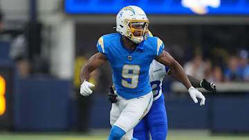 Chargers WR Tre' Harris runs a route against the LA Rams in the preseason