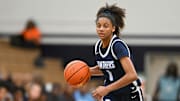 Apr 6, 2023; Washington, DC, USA; Dr. Phillips (FL) guard Kendall Perry (1) handles the ball during the fourth quarter against Centennial (NV) at Georgetown University. Mandatory Credit: Reggie Hildred-Imagn Images