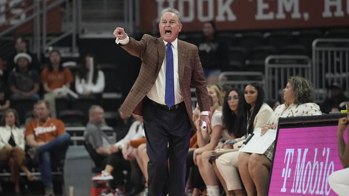 Jan 30, 2025; Austin, Texas, USA; Texas Longhorns head coach Vic Schaefer signals to players during the first half against the Missouri Tigers at Moody Center. Mandatory Credit: Scott Wachter-Imagn Images