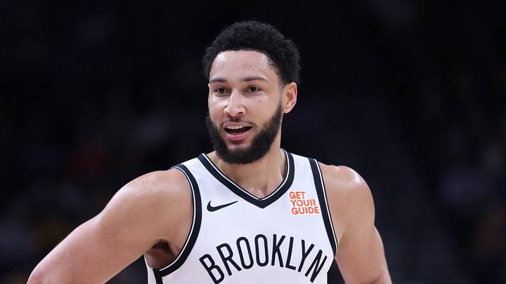 Jan 12, 2025; Salt Lake City, Utah, USA; Brooklyn Nets guard Ben Simmons (10) reacts to a play against the Utah Jazz during the third quarter at Delta Center. Mandatory Credit: Rob Gray-Imagn Images
