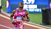 Jun 22, 2024; Eugene, OR, USA; Christian Coleman wins his 100m dash heat in a time of 9.99 during the US Olympic Track and Field Team Trials. Mandatory Credit: Craig Strobeck-USA TODAY Sports