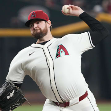 Sep 11, 2024; Phoenix, Arizona, USA; Arizona Diamondbacks pitcher Jordan Montgomery (52) throws against the Texas Rangers in the seventh inning at Chase Field. Mandatory Credit: Rick Scuteri-Imagn Images