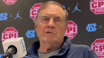 UNC football coach Bill Belichick during a press conference on Sept. 30, 2025, in the Kenan Football Center.