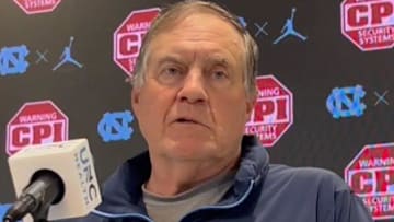 UNC football coach Bill Belichick during a press conference on Sept. 30, 2025, in the Kenan Football Center.