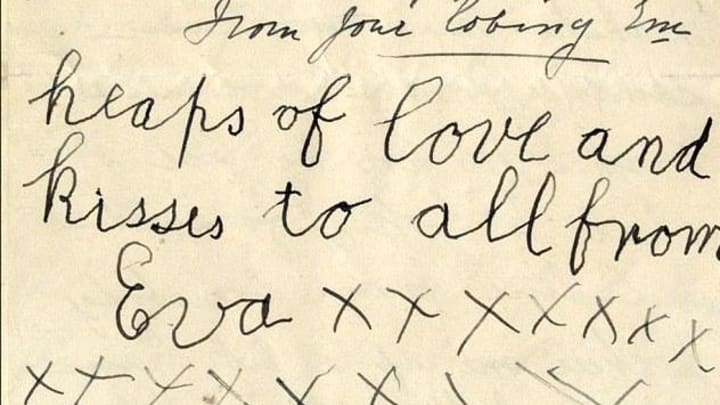 Seven-year-old Eva Hart's signature from a letter written on the Titanic's maiden voyage