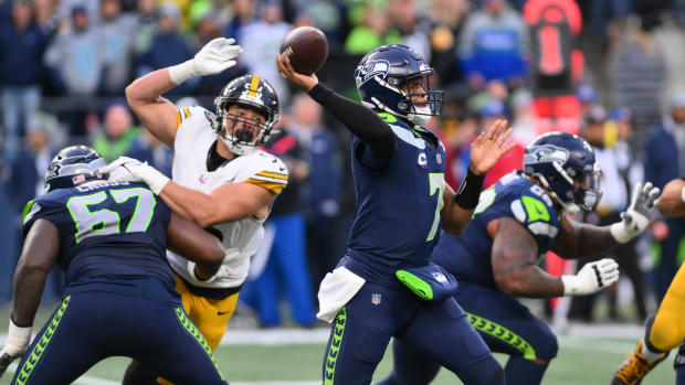 Seattle Seahawks quarterback Geno Smith (7) passes the ball against the Pittsburgh Steelers during the second half.