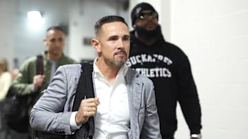 Oct 26, 2025; Pittsburgh, Pennsylvania, USA; Green Bay Packers head coach Matt Lafleur arrives at the stadium to play the Pittsburgh Steelers at Acrisure Stadium. Mandatory Credit: Charles LeClaire-Imagn Images