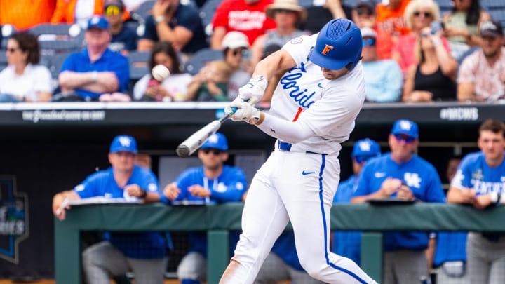 Jac Caglianone sets the Florida Gators career home run record against the Kentucky Wildcats in the College World Series