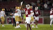 Sep 13, 2025; Stanford, California, USA; Stanford Cardinal cornerback Collin Wright (6) during the fourth quarter against the Boston College Eagles at Stanford Stadium. Mandatory Credit: Darren Yamashita-Imagn Images