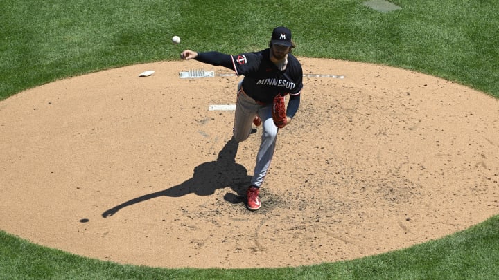 Jul 10, 2024; Chicago, Illinois, USA;  Minnesota Twins pitcher Bailey Ober (17) delivers against the Chicago White Sox during the fifth inning at Guaranteed Rate Field. Mandatory Credit: Matt Marton-USA TODAY Sports