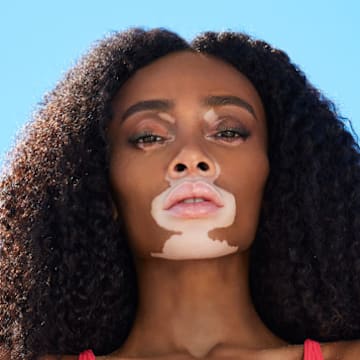 Winnie Harlow was photographed by Laretta Houston in Great Exuma, Bahamas. 