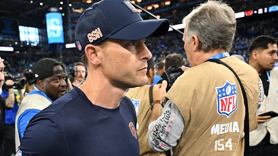 Bears coach Ben Johnson looks on after a loss to the Lions.