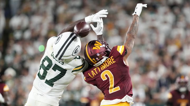 Green Bay Packers wide receiver Romeo Doubs and Washington Commanders cornerback Marshon Lattimore