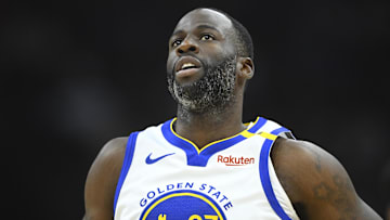 Golden State Warriors forward Draymond Green runs on the court against the Cleveland Cavaliers