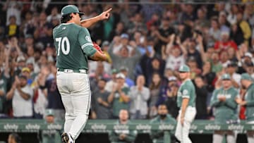 Aug 29, 2025; Boston, Massachusetts, USA; Boston Red Sox starting pitcher Payton Tolle (70) reacts to fans after being relieved of pitching duties against the Pittsburgh Pirates during the sixth inning at Fenway Park. Mandatory Credit: Eric Canha-Imagn Images