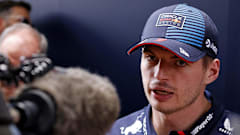 Red Bull Racing driver Max Verstappen (1) talks with the media at the Miami Grand Prix.
