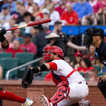 Cincinnati Reds second baseman Jonathan India (6) hits an RBI double in the second inning against the St. Louis Cardinals at Busch Stadium on June 27.