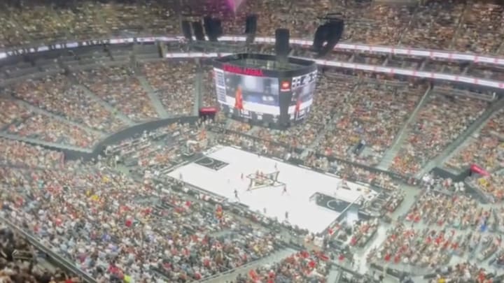 The record crowd at T-Mobile Arena during the Las Vegas Aces' 88-69 win over the Indiana Fever on Tuesday night. 