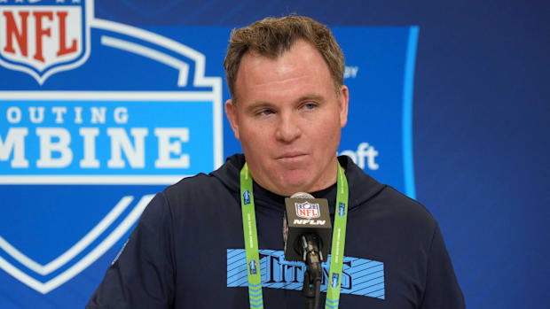 Tennessee Titans general manager Mike Borgonzi at the 2025 NFL Scouting Combine